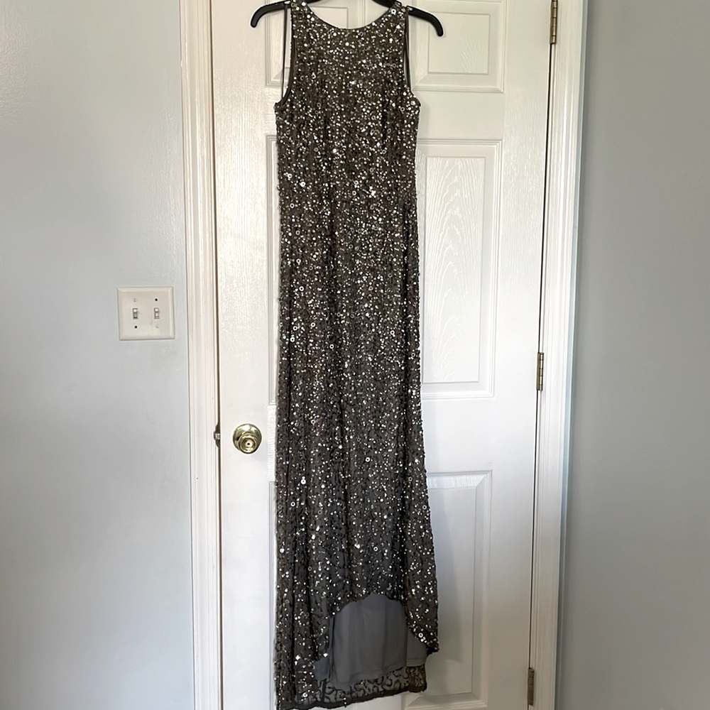 Adrianna Papell formal gown, size 8. Floor length, sequins with small train